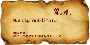 Matity Antónia névjegykártya